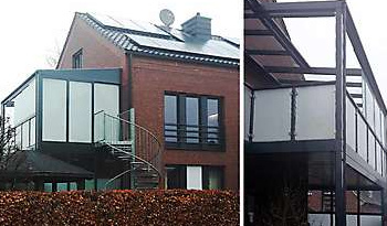 Balkonüberdachung mit Teilverglasung und Treppe zum Balkon_1